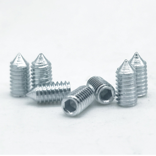 促销GB78 镀锌尖端紧定螺钉机米螺丝白锌尖头顶丝无头内六角M*8