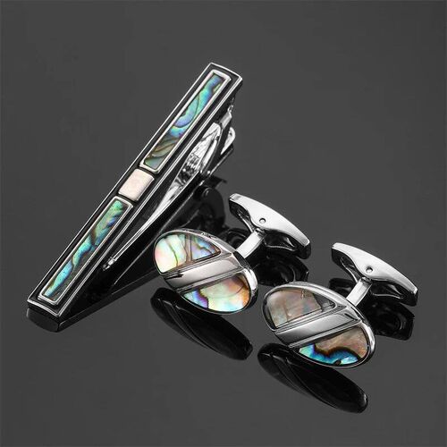 Mens French shirt cufflinks formal dress tie clip with rose