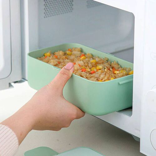 Eco-friendly Green Lunch Box Bamboo Fiber Microwave Heating