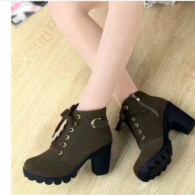 Winter 2023 New High Heeled Women Boots Cross Straps Short B