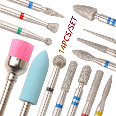 14pcs/set Nail Drill Machine Bit Nail Gel Removal Polishing