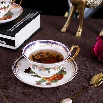 2019Ceramics Coffee Cup and Saucer Rural Style Flower Tea Cu