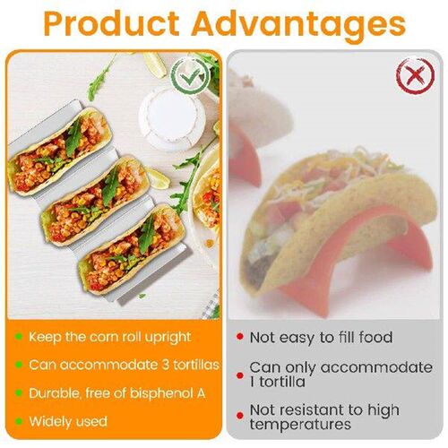 New 4Pcs Taco Holders Stainless Steel Taco Stand Double