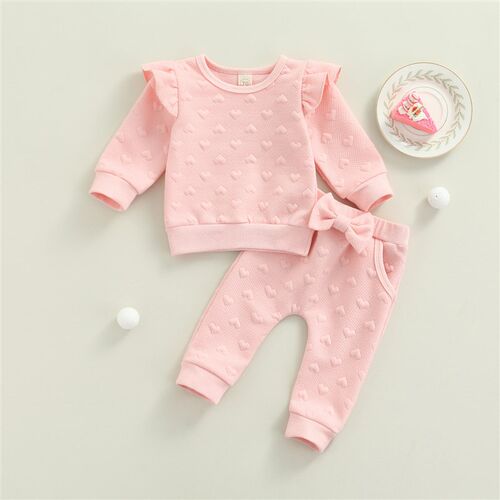 Citgeett Spring Valentines Day Kids Girls Suit Set Solid Co