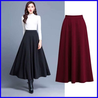 Skirt Maxi Suede Skirts For Women College Long 2025 Korean