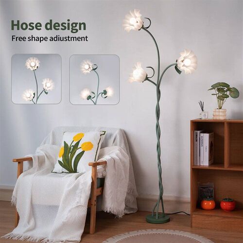Retro 3-Head Flower Floor Lamp, Contains Bulb, 3-Color Dimma