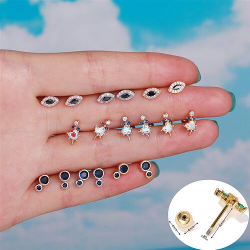 SOHOT 1 Piece Multicolor Eye Star Flowers Zircon Copper Pier