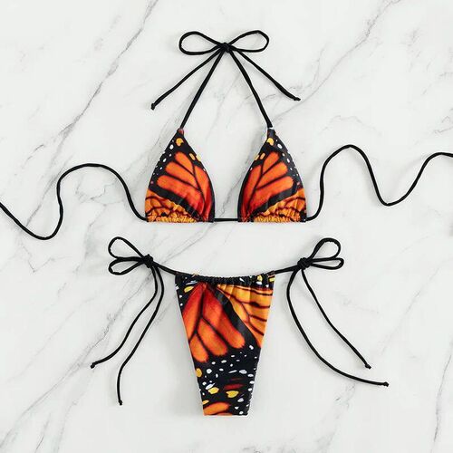 Micro Bikini Set Women Bandage Swimsuit 2023 Butterfly Print