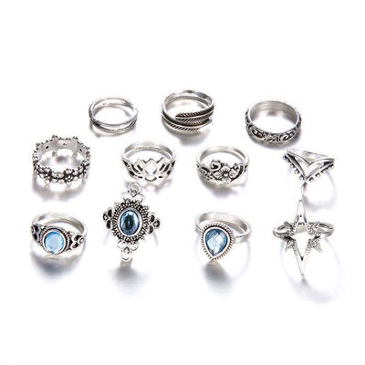 Bohemian Diamond Set Rings Retro Festival Rings for WomenEur