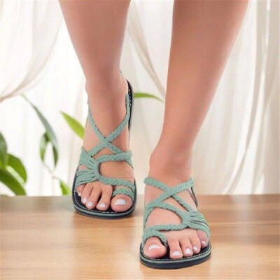 Flat Sandals Comfortable Strappy Braided Sandals Rope