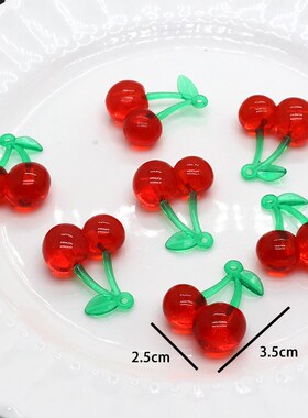 10pcs Clear Fruit Acrylic Cherry Earring Charms DIY INS Fash