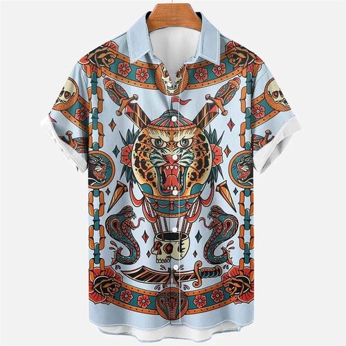 Mythical Monster Mens Shirt 3d Horror Face Print ops Vintag