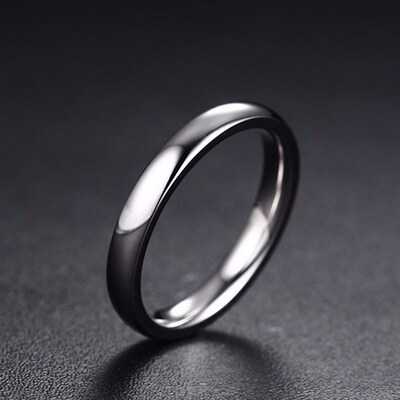 3mm  Mens Dome Wedding Ring in Stainless Steel Comfort Fit E