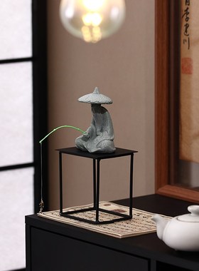 姜太公钓鱼翁摆件中式盆景造景装饰鱼缸假山景观玄关桌面人物配件