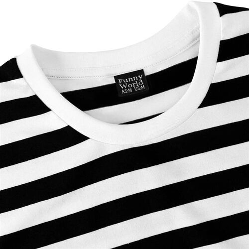Black White Striped Shirt Men Cotton Short Sleeve Casual Bas