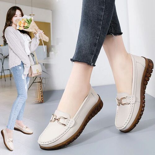 Leather Womens Shoes Casual Slip-on Loafers Ladies Casual S