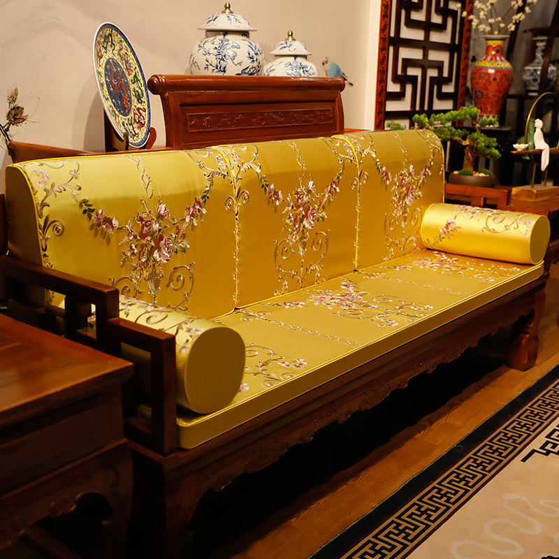 红木家具坐垫古典中式实木沙发坐垫带靠背罗汉床垫子五件椅垫子