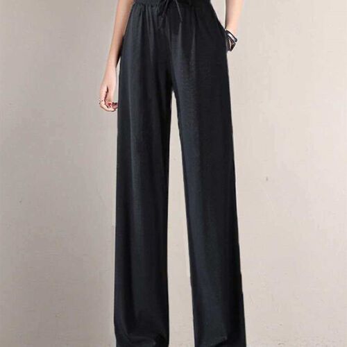 Ice Silk Wide Leg Pants Womens Summer Thin Draped Loose Str