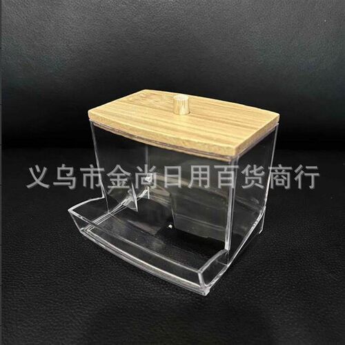 New transparent cotton swab storage box with bamboo and plas