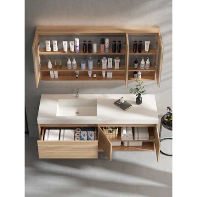 Log Color Ceramic All-in-One Basin Rock Board Bathroom Cabin