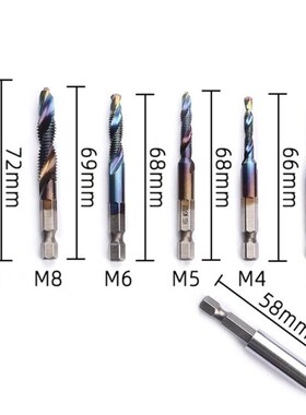 7pcs/set M3-M10 Hex Shank Blue Coated Screw Thread Metric Co