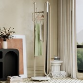 卧室落地衣架镜子一体奶油风房间穿衣镜挂衣架移动家用客厅衣帽架