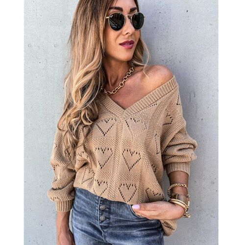 Casual Solid Color Sweater Women Jumper Pullover Tops