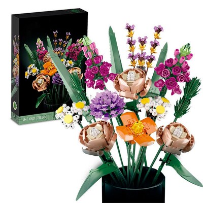 Romantic Flower Bouquet Rose Orchid succulent Building Block