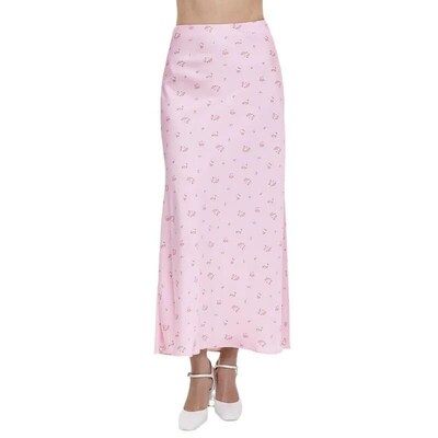 Summer Printed Fashion Long Skirt for Women High Waist Contr