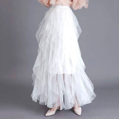 Womens A Line Tulle Midi Skirt Tutu Tiered Petticoat Skirts