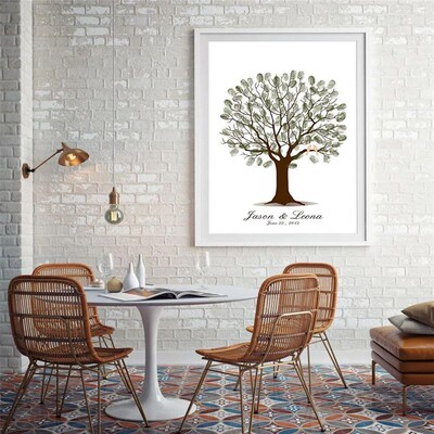Personalized Wedding Guest Book Fingerprint ree  Wall Art Po
