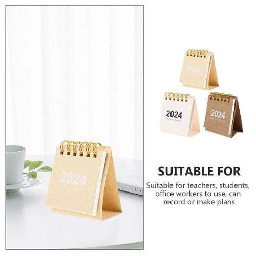 3 Pcs Turn The Page 2024 Desk Calendar Office Decor Mini