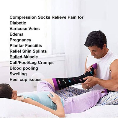 Compression Socks Women Men Knee High Nurse Medical Edema Di