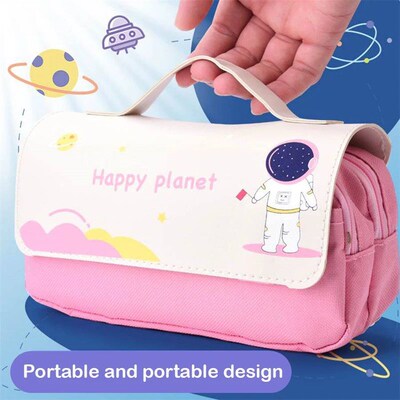 Kawaii Pencil Case Large Capacity Astronaut Pouch Waterproof