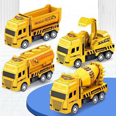 4Pcs Kids Toy Car Inertia Sanitation Truck Models Pull Back