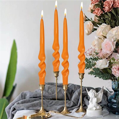 4 PA CHRISTMAS DECORATIVE SPIRAL TAPER CANDLES GREEN & RED D