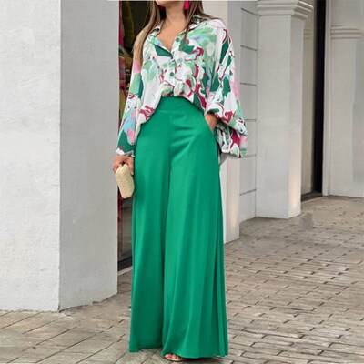 Fashion Batwing Sleeve Wide Leg Women Two Piece Sets Womens