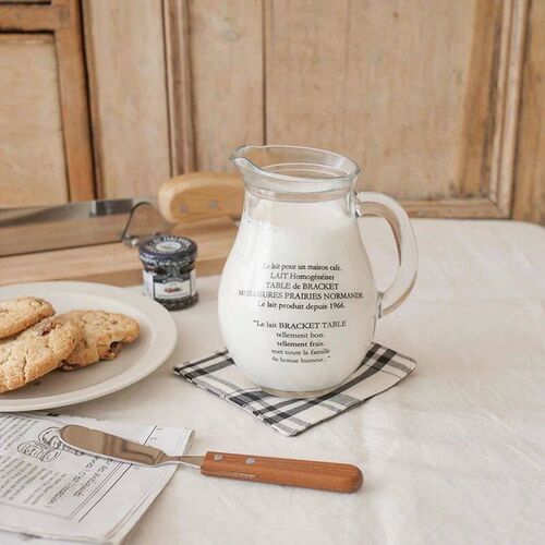Letters French Thickened Glass Mug Big-capacity Transparent