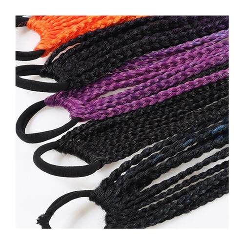 60cm Hair Color Gradient Dirty Braided tail Women Elastic Ha
