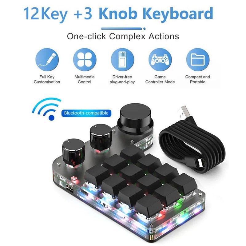 12 Keys 3 Knob USB Custom Programmable DIY Mechanical Keyboa - 实物图