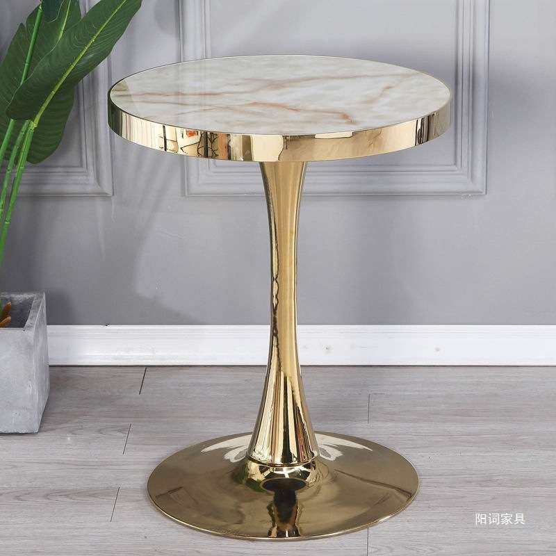 简约洽谈接待会客办公室休闲咖啡厅阳台桌椅组合圆几餐桌仿大理石