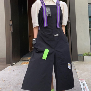 防水围裙女冬季2021新款背带高级黑色个性时尚洋气工作服男奶茶店