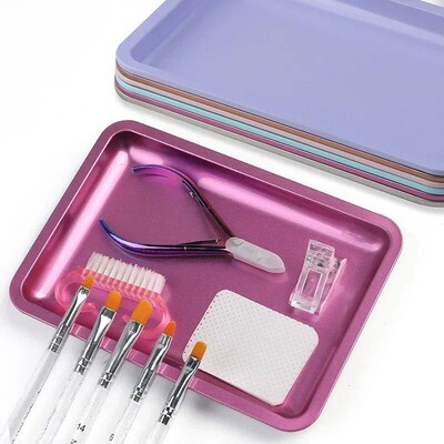 Stainless Steel Cosmetic Storage Tray Manicure Nail Art Plat