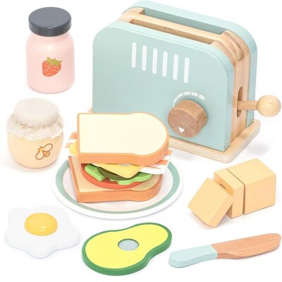 sanwich maker toy Wooden Toaster Play Set  Pretend Play Kids