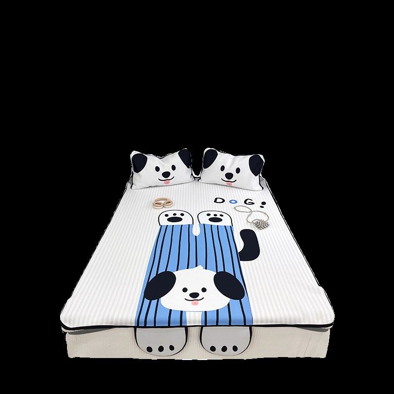 花田小汐 趴趴狗 可爱卡通冰丝席三件夏季凉感空调席可折叠水洗,床上用品,冰丝席,淘宝优惠券,粉丝福利购,淘宝优惠卷