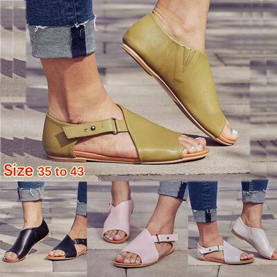 大码平底女鞋Sandals Women Causal Flats Shoes Big size 42 43