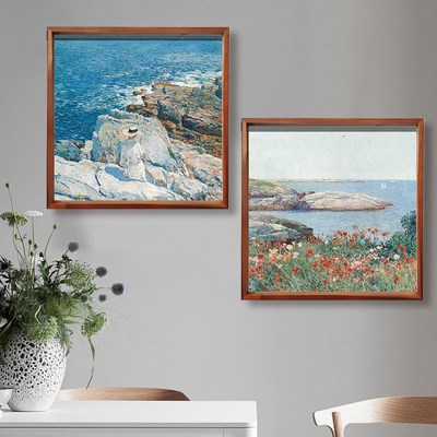 面朝大海春暖花开艺术风实木框装饰画~海边民宿宾馆酒店墙面软装~