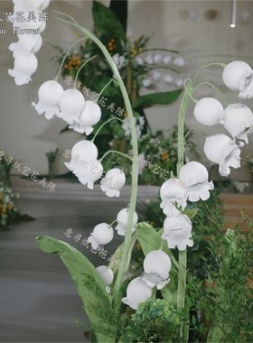 婚庆铃兰风铃纸艺花草坪婚礼布置装饰道具舞台背景紫色ev泡沫纸