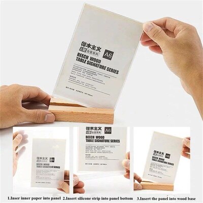 A6 Tabdle Tent Wood Acrylic Menu Paper Sign Holder Stand Pri
