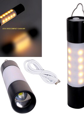 1-5pcs USB Rechargeable Hanging Flashlight Zoomable Aluminum